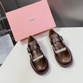 UNIQUE THICK-SOLED OXFORD SHOES WOOD MIX CREAM CALFSKIN