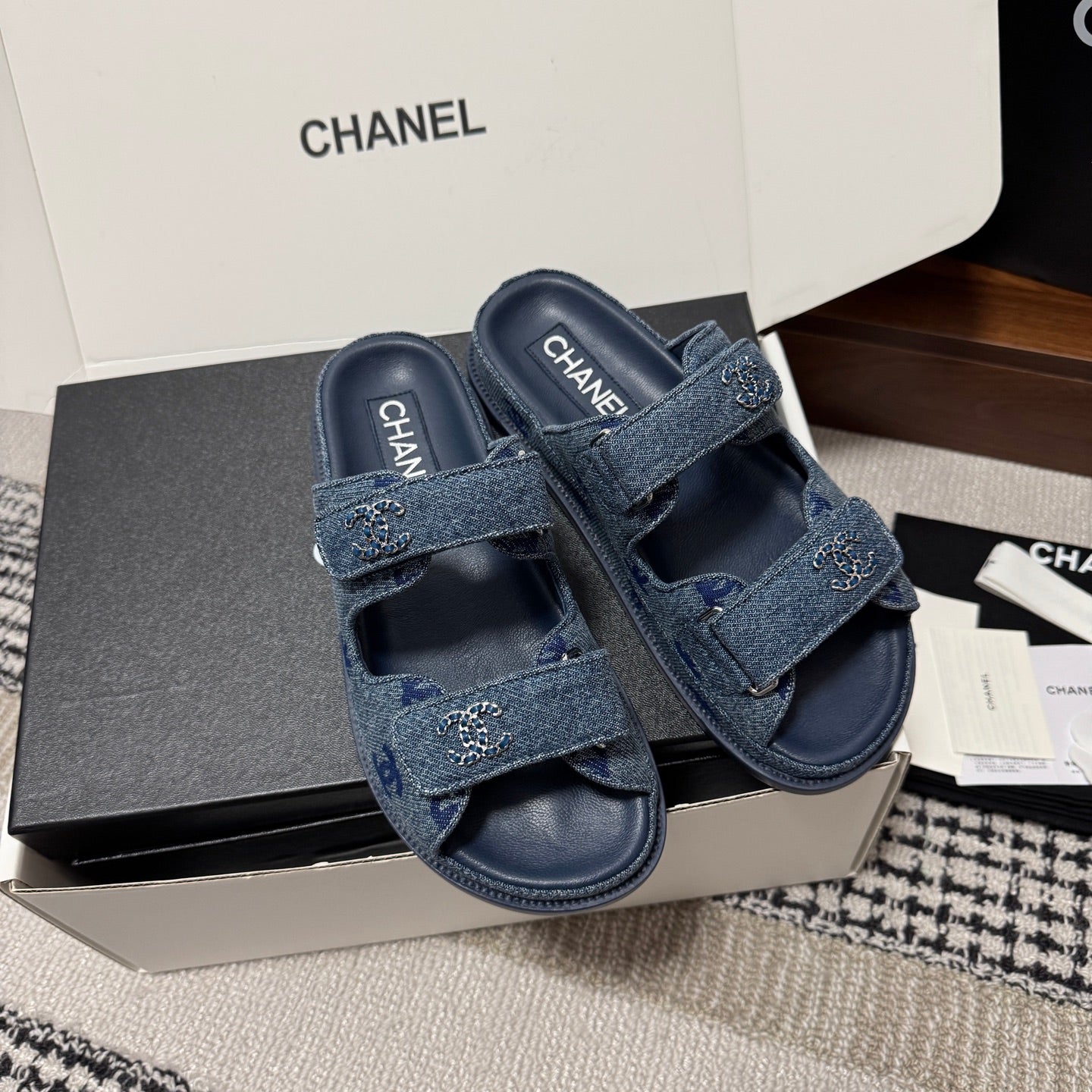 CHANEL 26S DAD SANDAL IN BLUE DENIM 802924