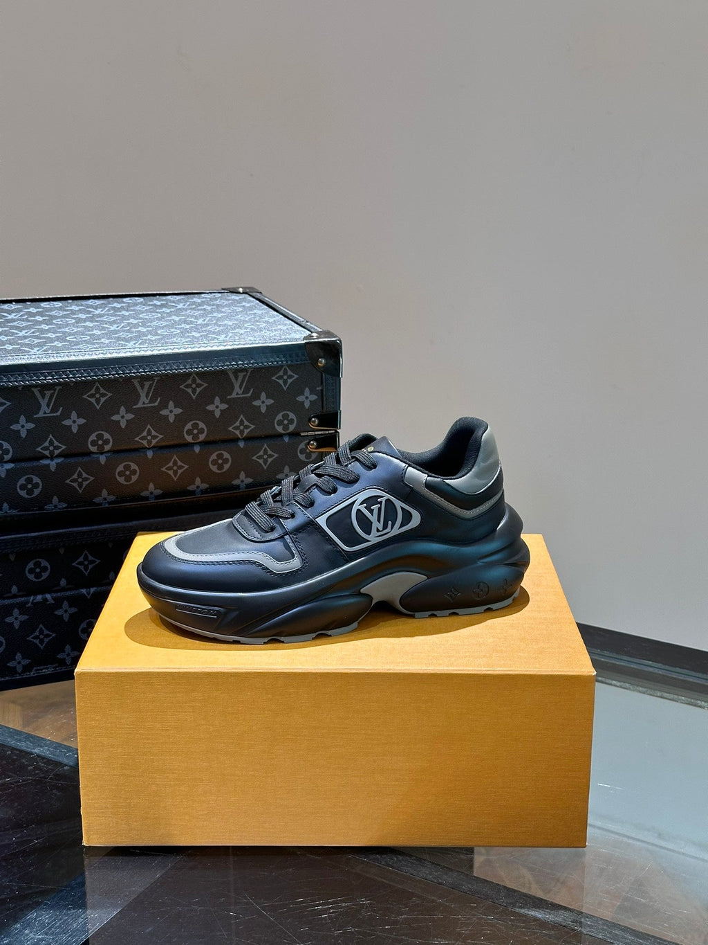 NEO RUN AWAY SNEAKER BLACK MIX GREY CALFSKIN