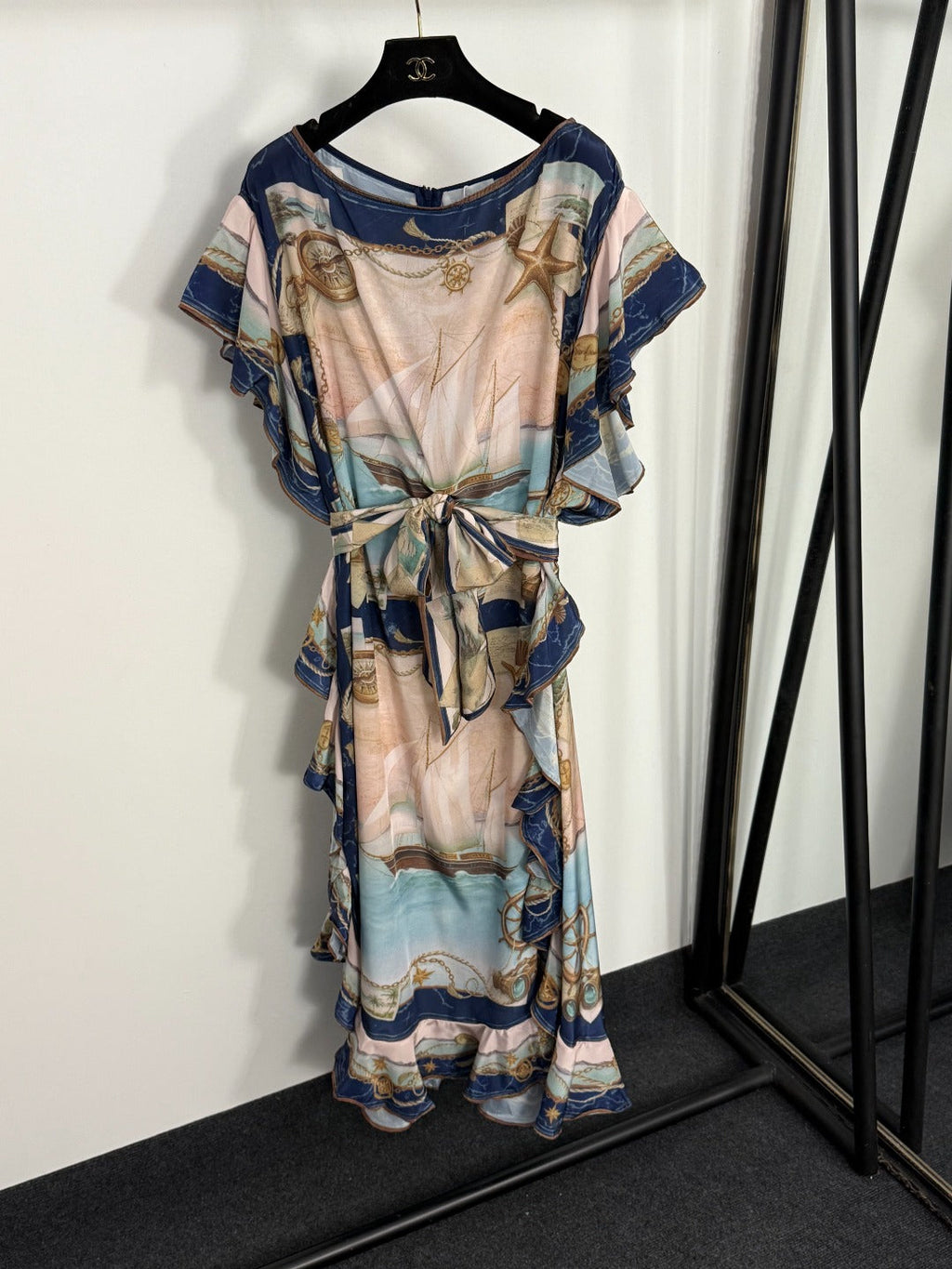 ZIMMERMANN 26S RUFFLE SLEEVE PRINTED MIDI DRESS STYLE 176