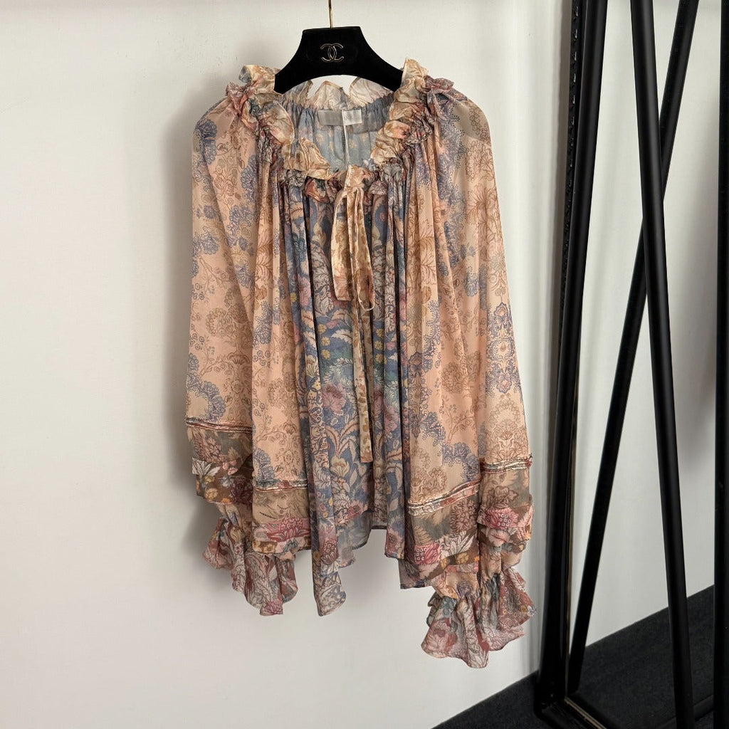 ZIMMERMANN 26S LONG SLEEVE RUFFLE NECK BLOUSE STYLE 160