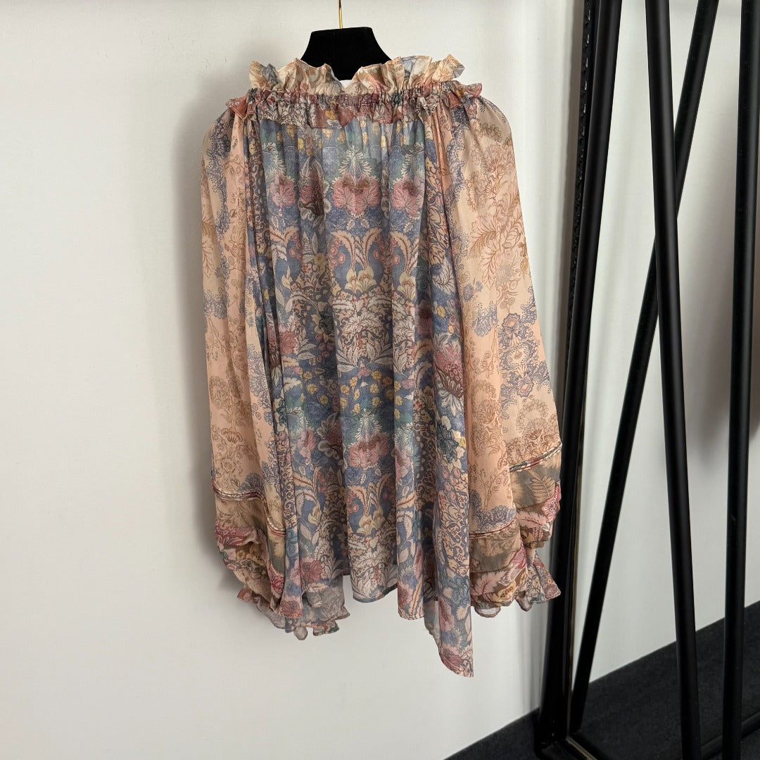 ZIMMERMANN 26S LONG SLEEVE RUFFLE NECK BLOUSE STYLE 160
