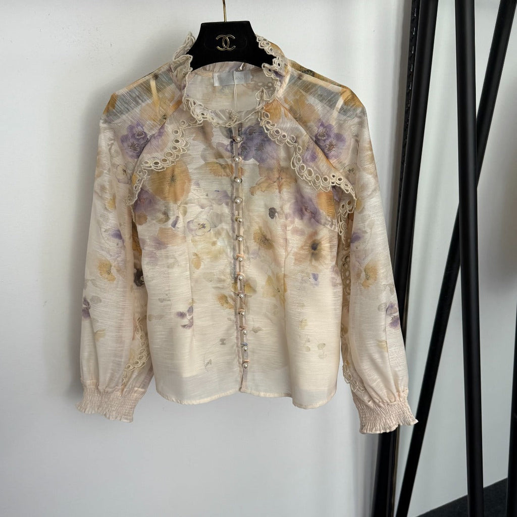 ZIMMERMANN 26S LONG SLEEVE SHIRT AND MIDI SKIRT SET STYLE 250