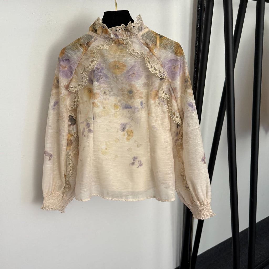 ZIMMERMANN 26S LONG SLEEVE SHIRT AND MIDI SKIRT SET STYLE 250