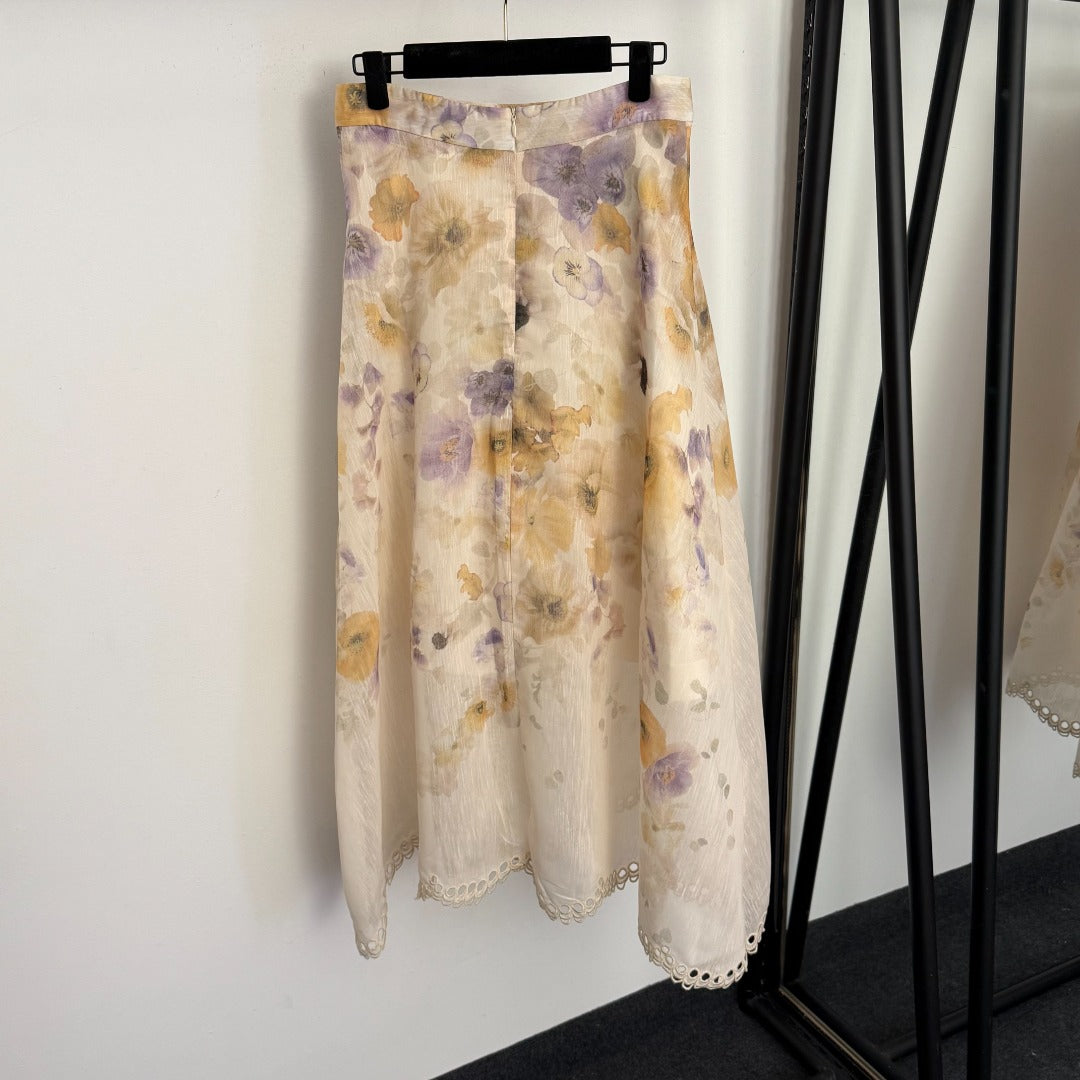 ZIMMERMANN 26S LONG SLEEVE SHIRT AND MIDI SKIRT SET STYLE 250