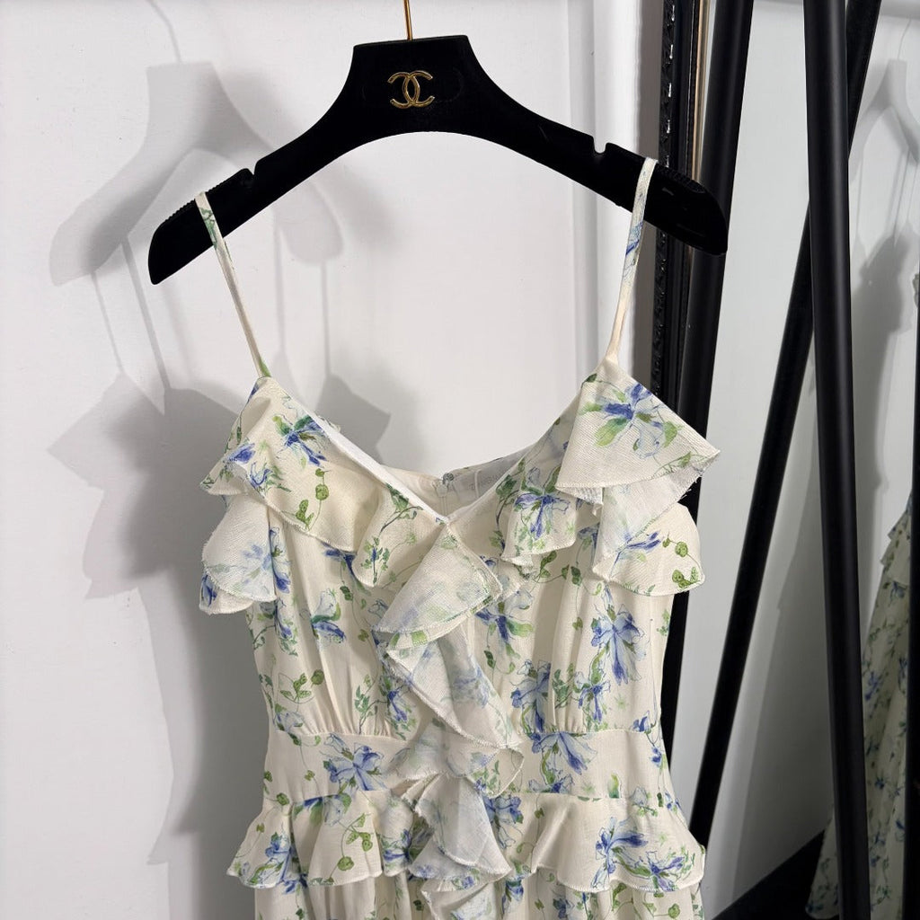 ZIMMERMANN 26S FLORAL RUFFLE CAMI MIDI DRESS STYLE 183