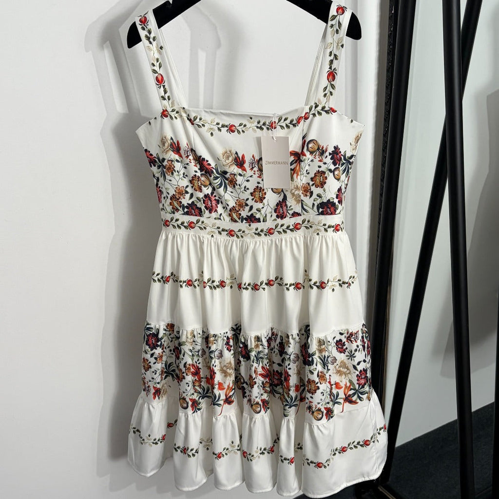 ZIMMERMANN 26 FLORAL PRINT BABYDOLL MINI DRESS STYLE 218