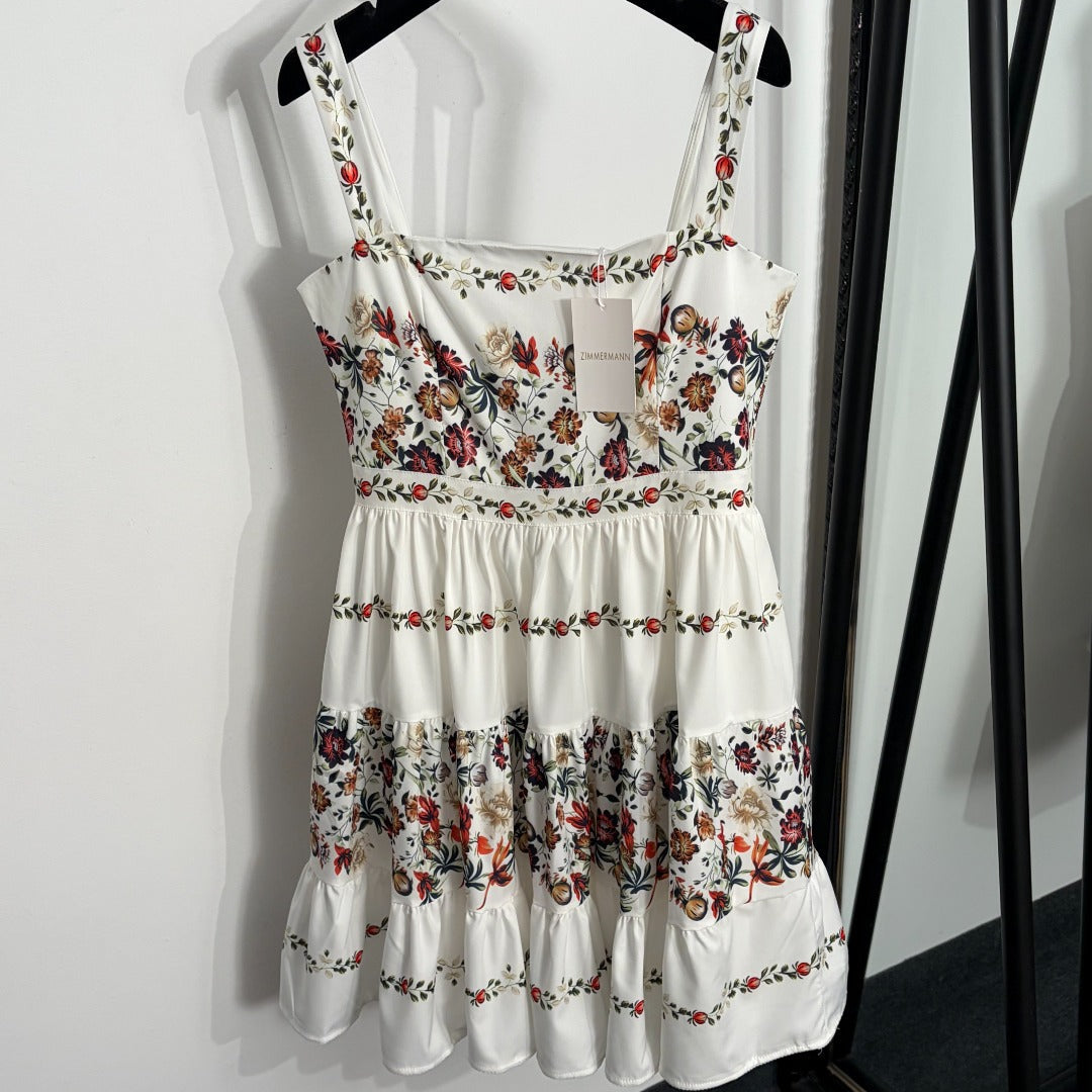 ZIMMERMANN 26 FLORAL PRINT BABYDOLL MINI DRESS STYLE 218