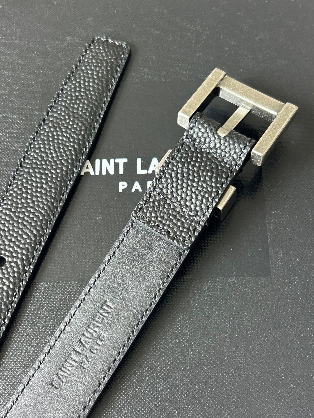 YSL 25S BELT 20 MM IN BLACK GRAINED CALFSKIN 543672