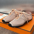 KIGA SNEAKER IN LIGHT PINK CROCHET KNIT AND CALFSKIN