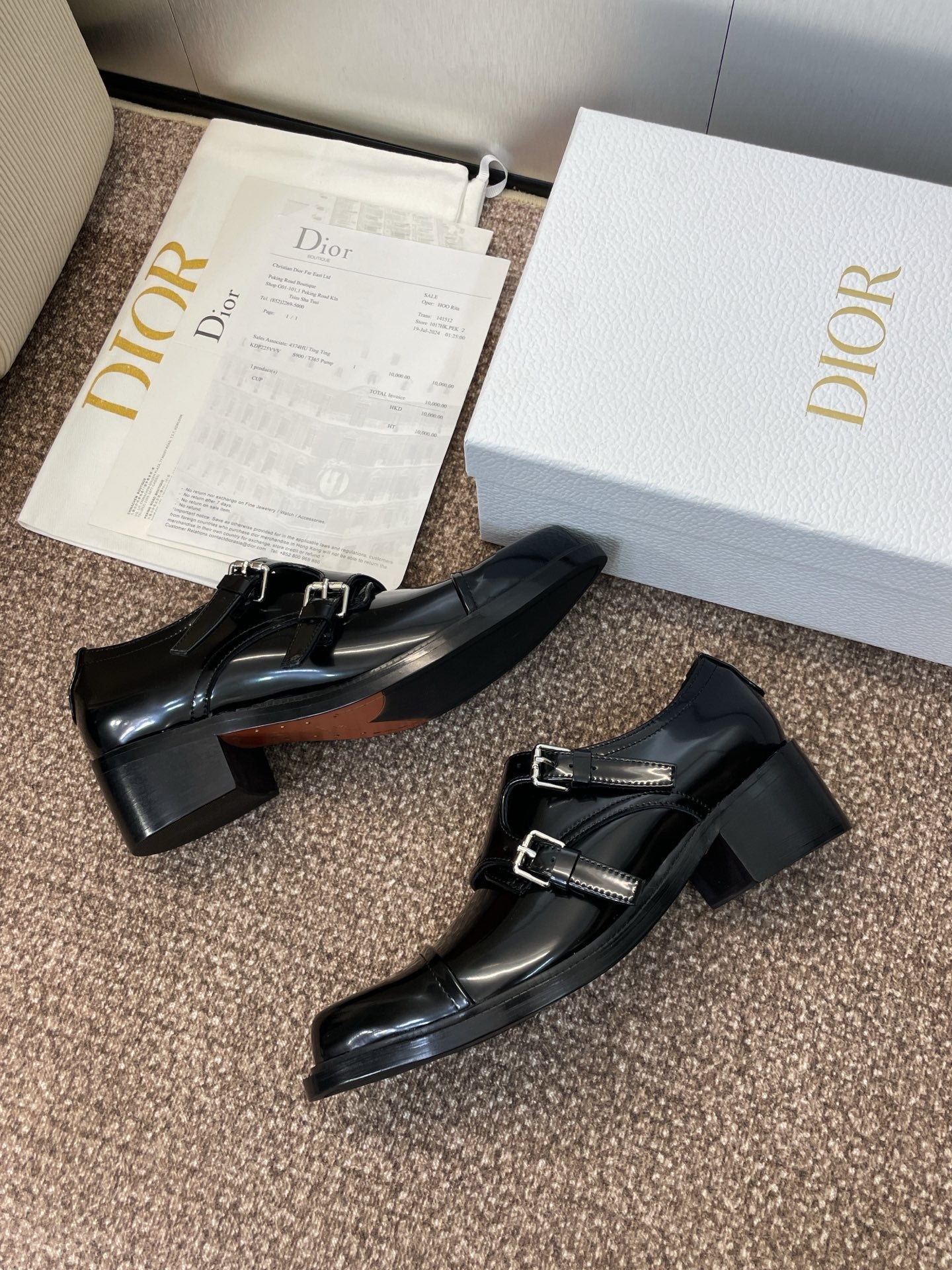 DIOR 25S D-IVIERA SERIES LOW-CUT DEEP VAMP LOAFERS 35MM IN BLACK GLOSSY CALFSKIN