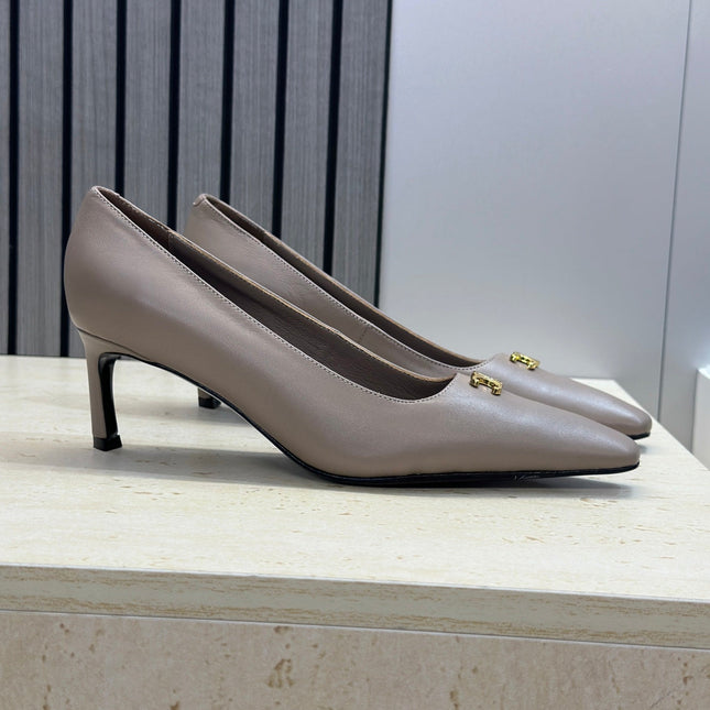 CELINE 26S HIGH HEELS 65 MM IN BEIGE GREY CALFSKIN