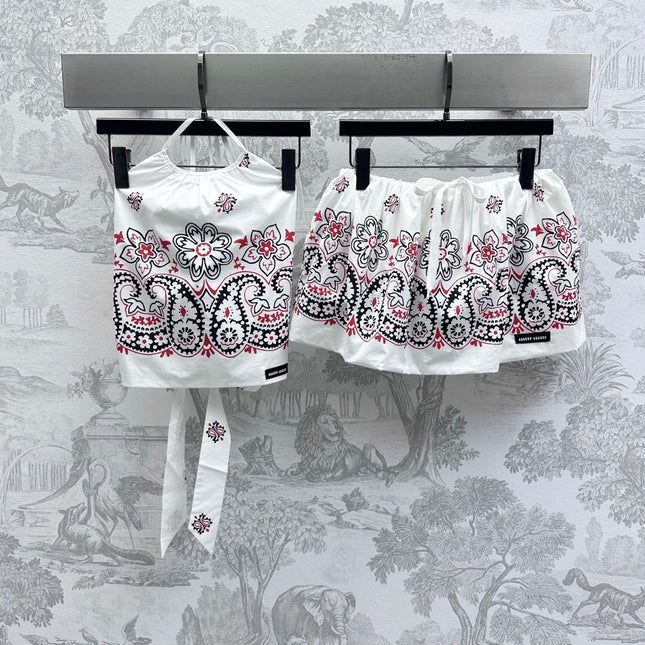 MIUMIU HALTER NECK TOP WITH PRINT 267875