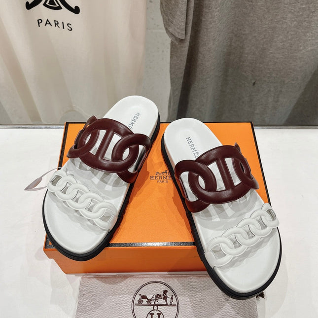 EXTRA SANDAL WHITE MIX BROWN CALFSKIN