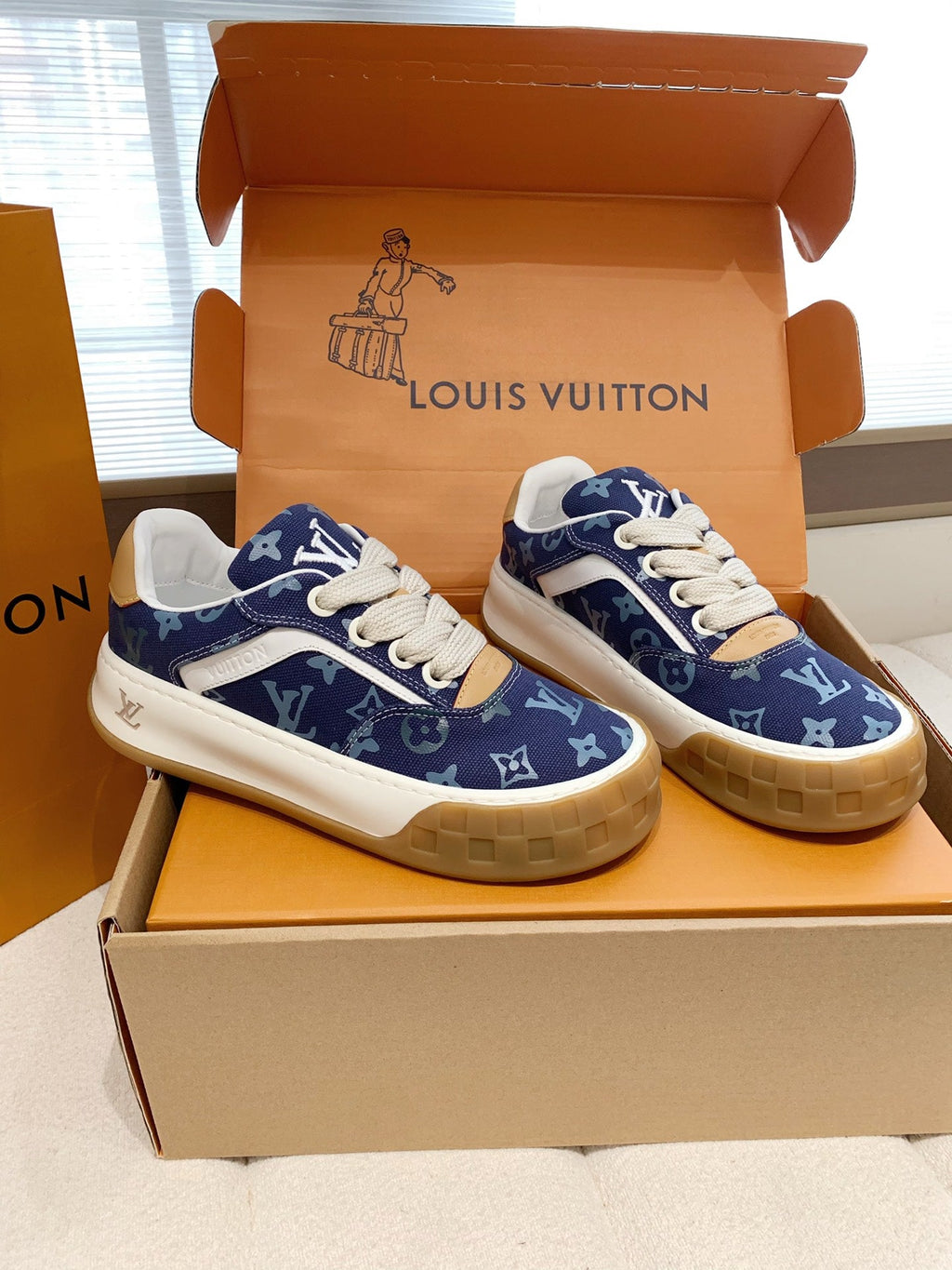 LV 26S TILTED SNEAKERS IN DARK BLUE MONOGRAM CANVAS