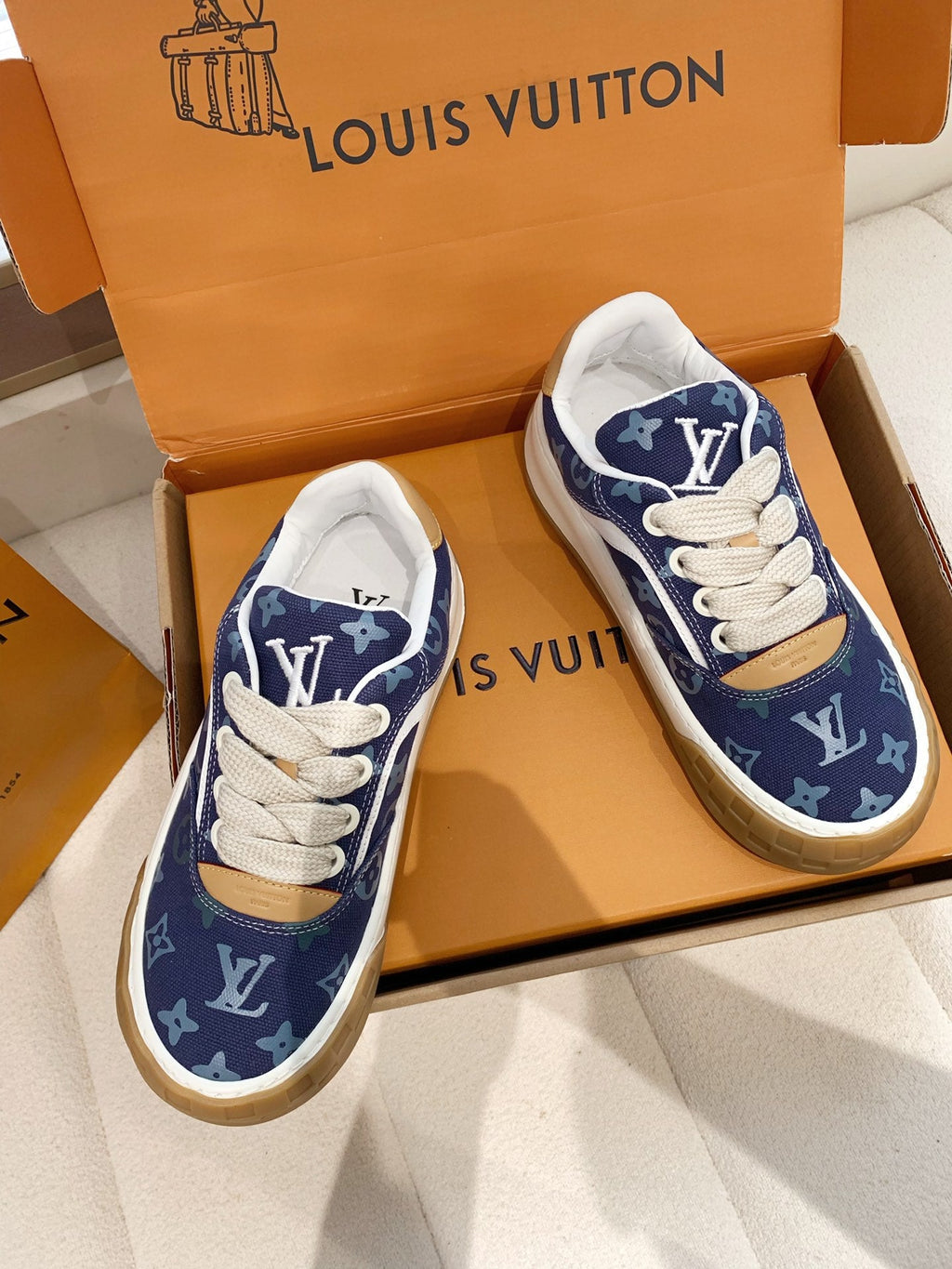 LV 26S TILTED SNEAKERS IN DARK BLUE MONOGRAM CANVAS
