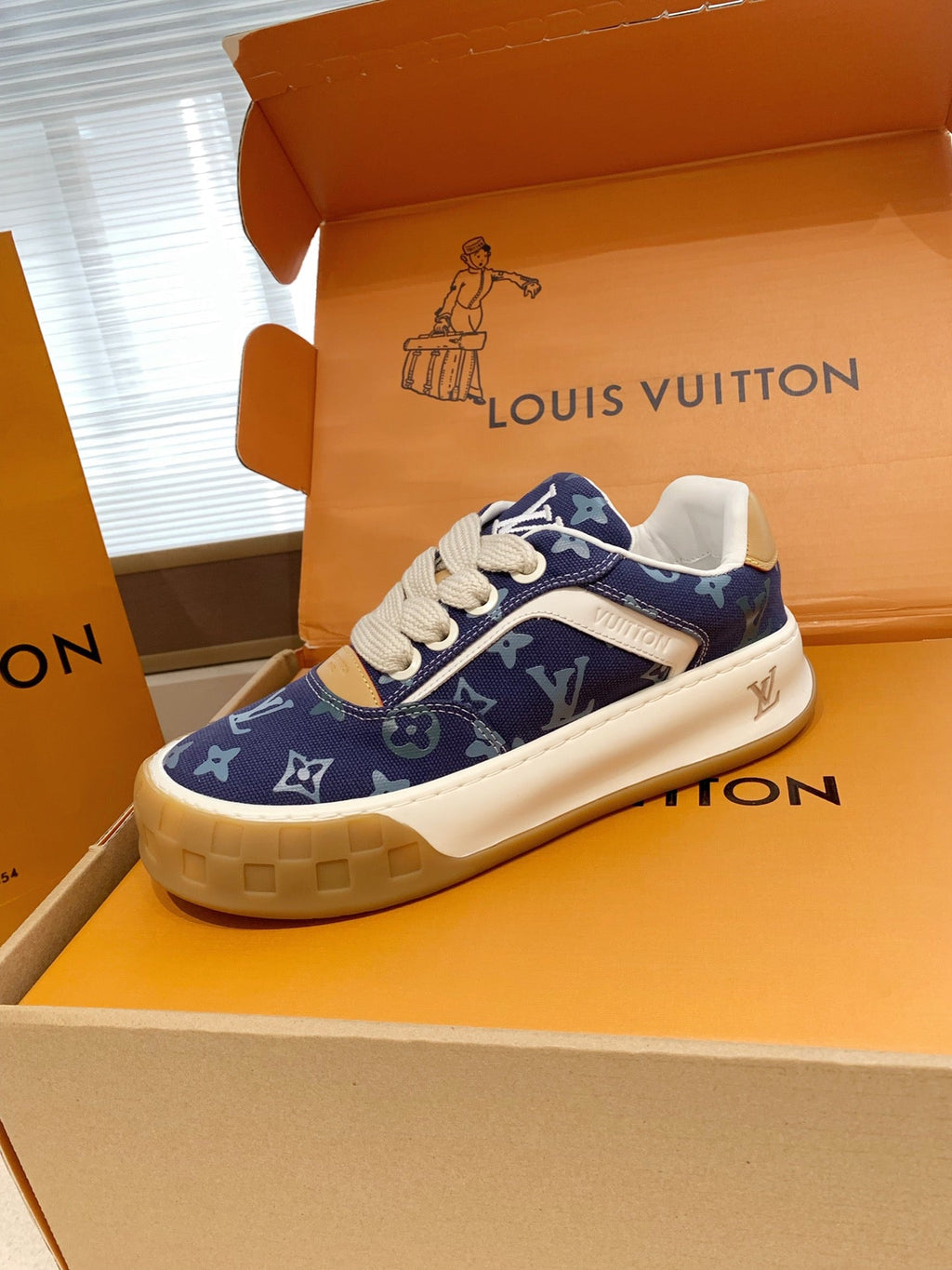 LV 26S TILTED SNEAKERS IN DARK BLUE MONOGRAM CANVAS