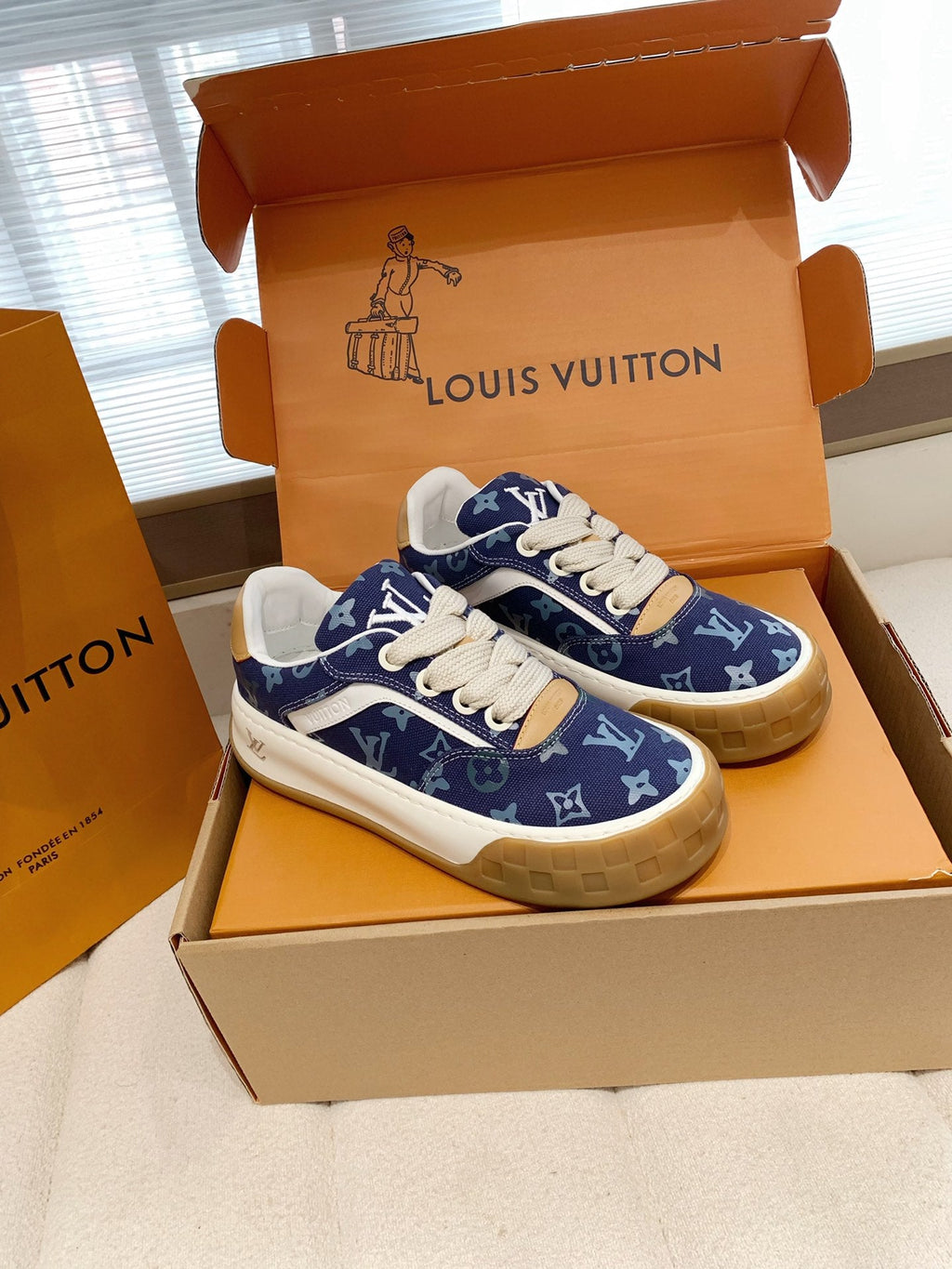LV 26S TILTED SNEAKERS IN DARK BLUE MONOGRAM CANVAS