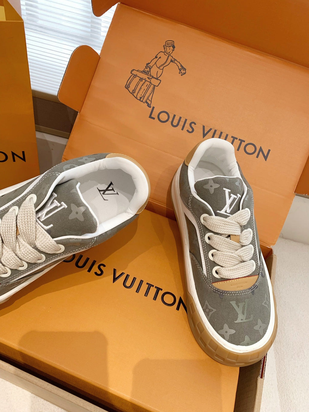 LV 26S TILTED SNEAKERS IN KHAKI GREEN MONOGRAM CANVAS