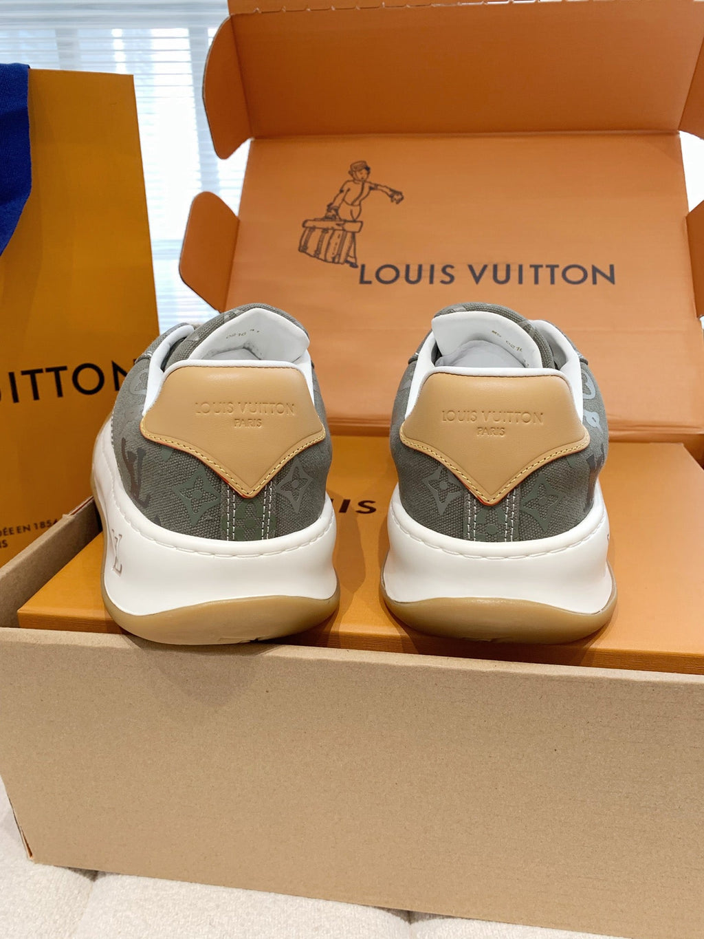 LV 26S TILTED SNEAKERS IN KHAKI GREEN MONOGRAM CANVAS