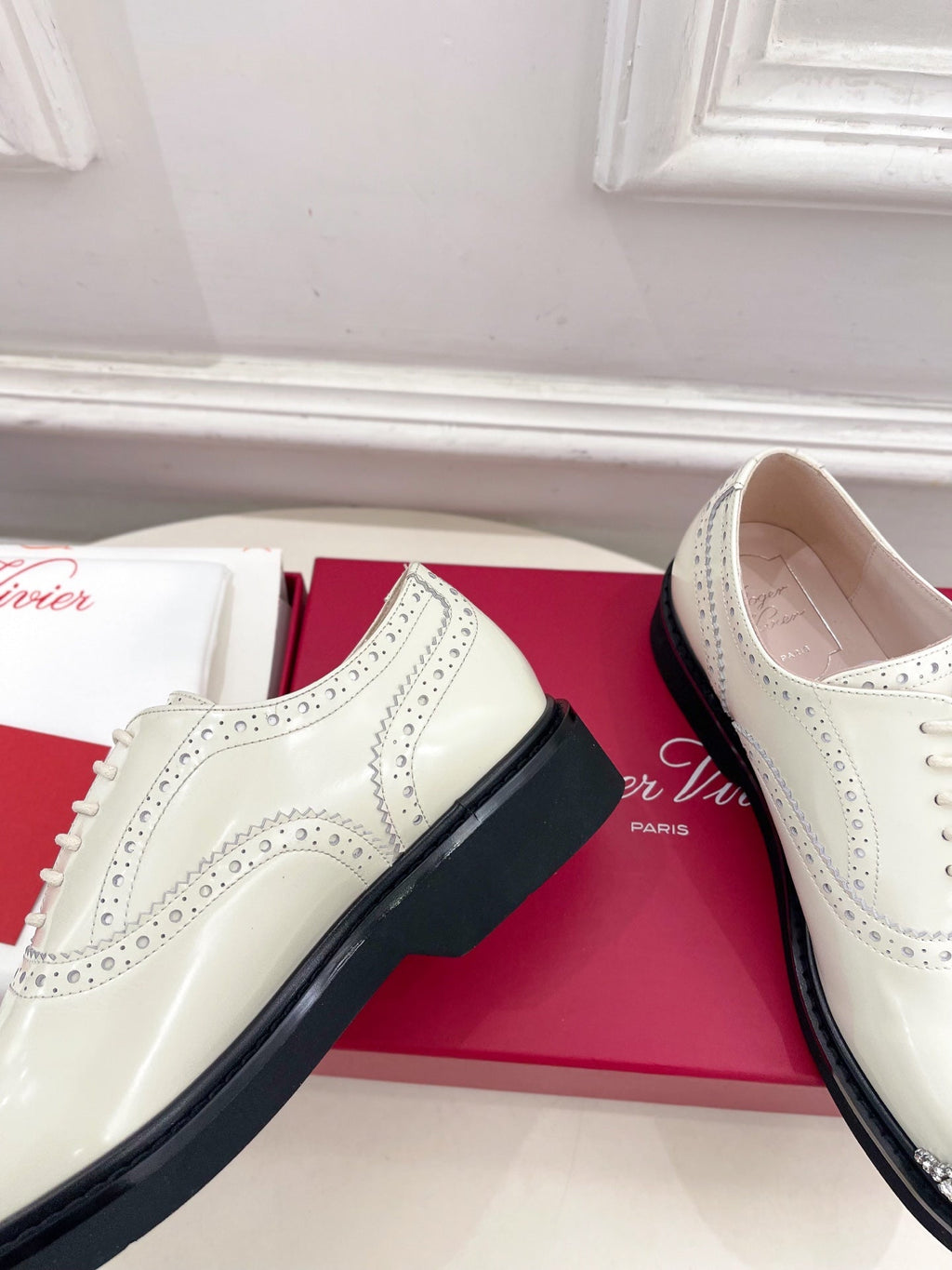 VIV' RANGERS LACE-UPS IN WHITE CALFSKIN