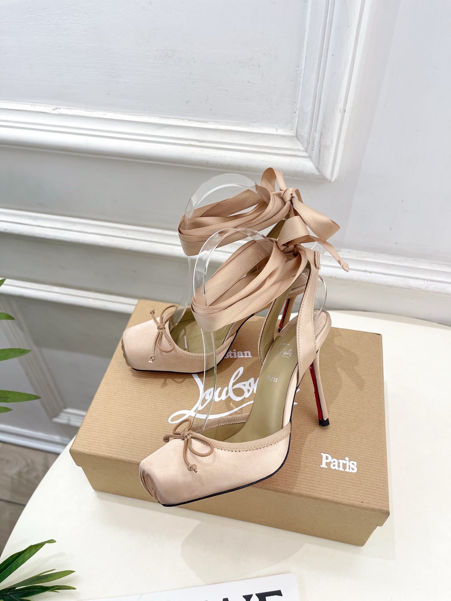 CASSIA LACE UP 100MM IN BEIGE SATIN