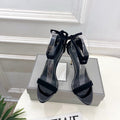 TOM FORD 26S HIGH-HEELED SANDALS 105 MM IN BLACK FABRIC AND CALFSKIN