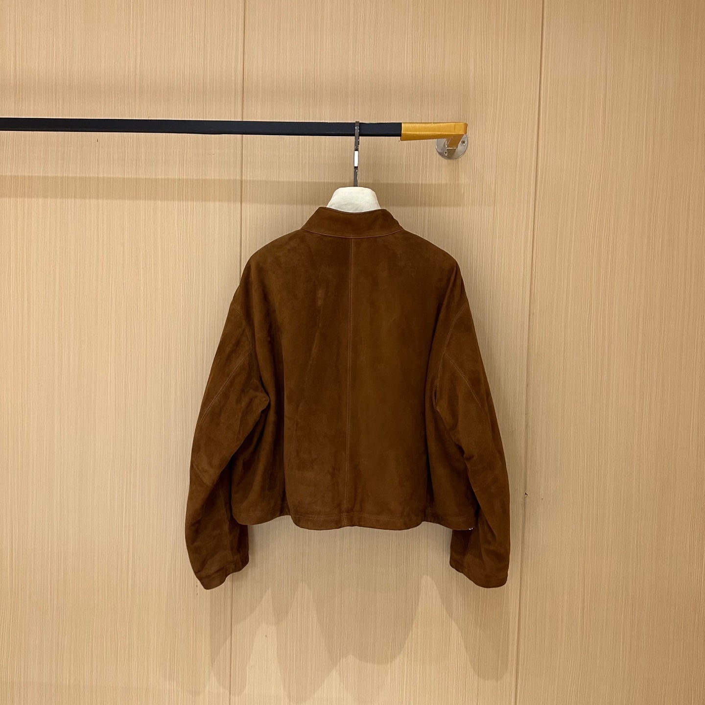 HERMES 25S CAMEL HAIR LEATHER JACKET 249