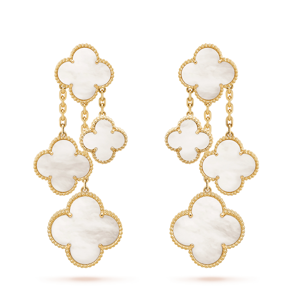 CLOVER WHITE MOP 4 MOTIFS GOLD