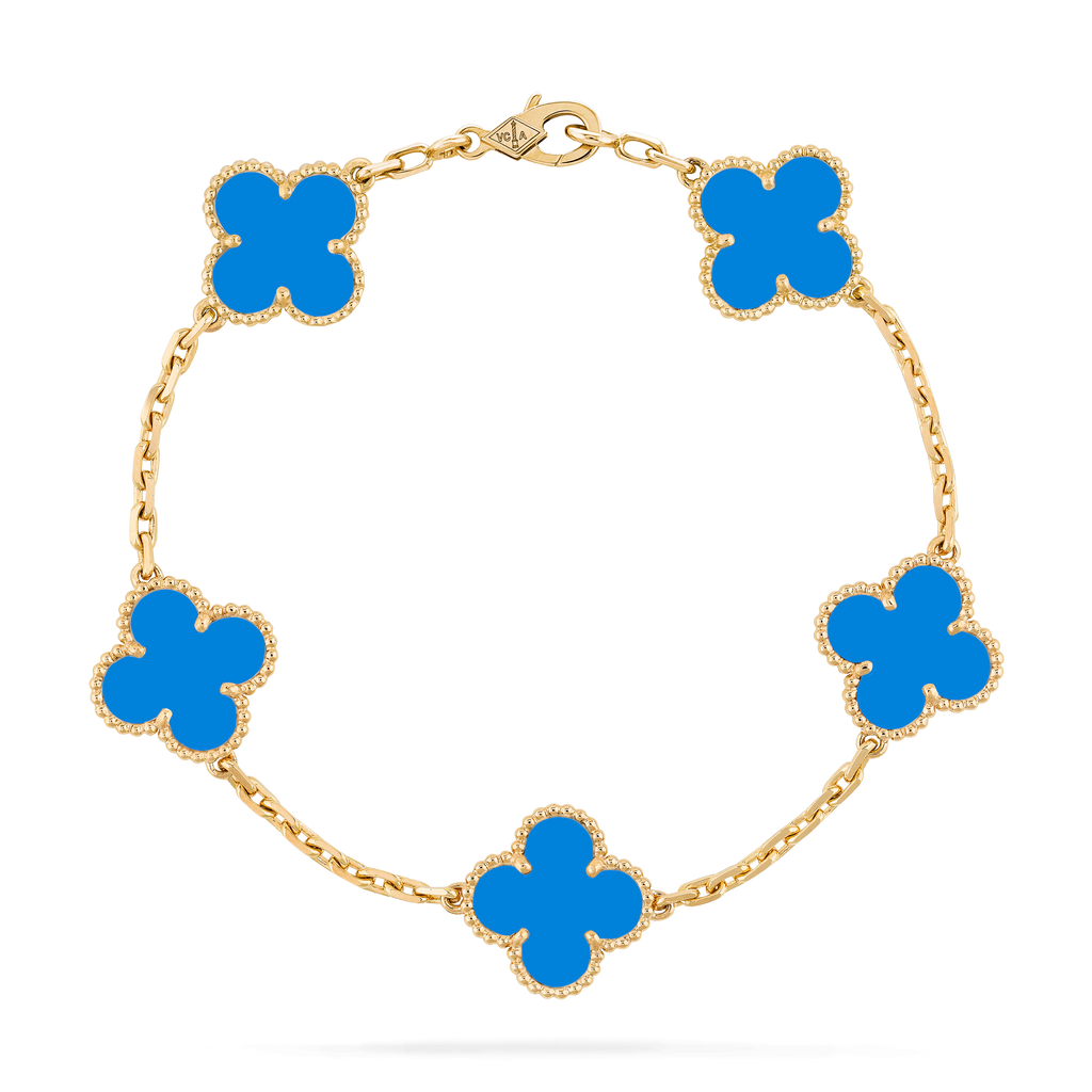 CLOVER AGATE GOLD BRACELET 5 MOTIFS